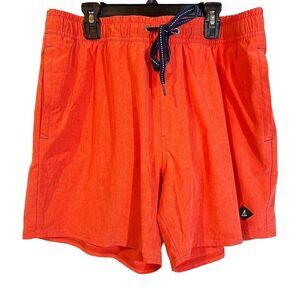 Sperry Men's Orange Beach Swim Shorts Size L Elastic Waistband Pockets